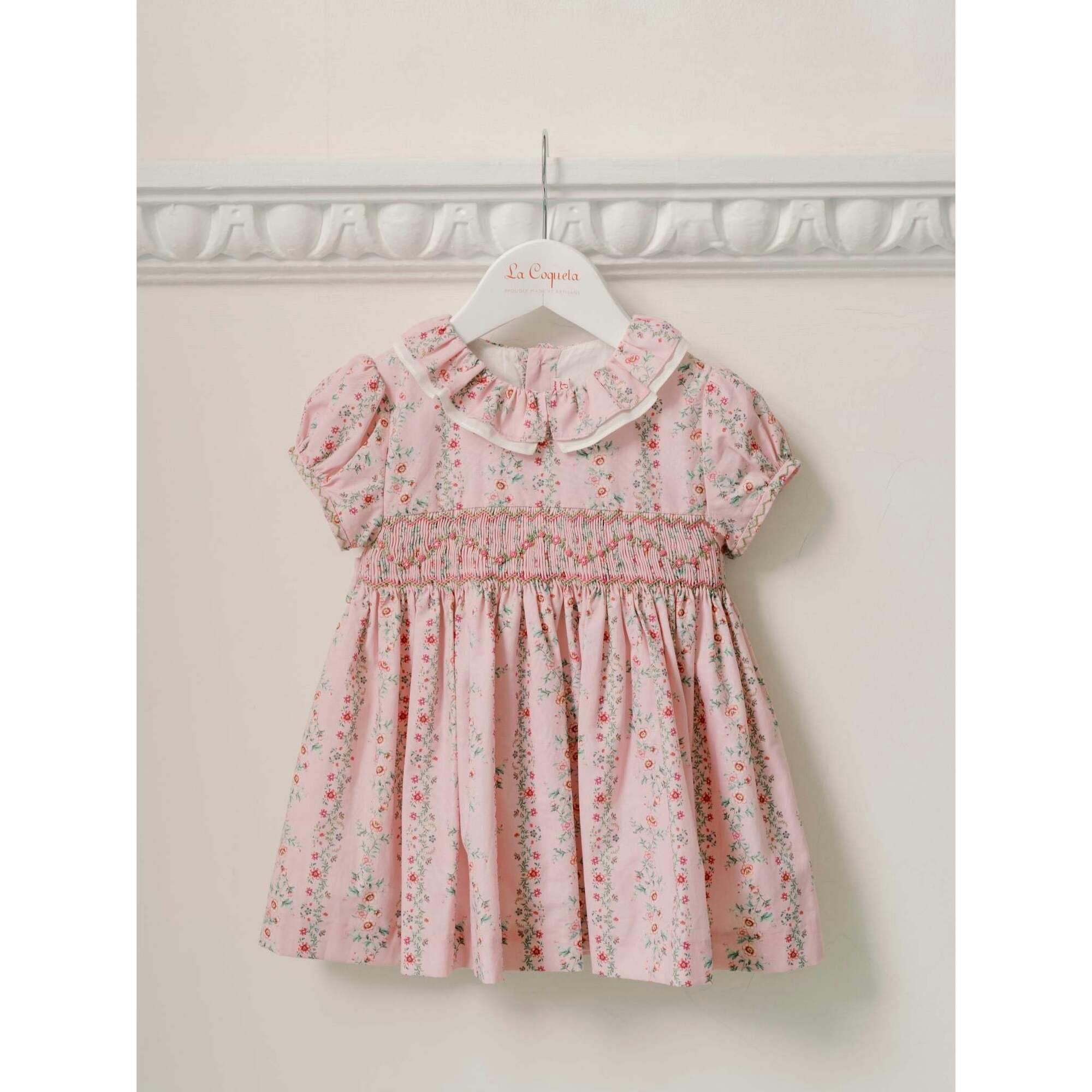 Pink Garland Floral Sara Baby Girl Hand-Smocked Set