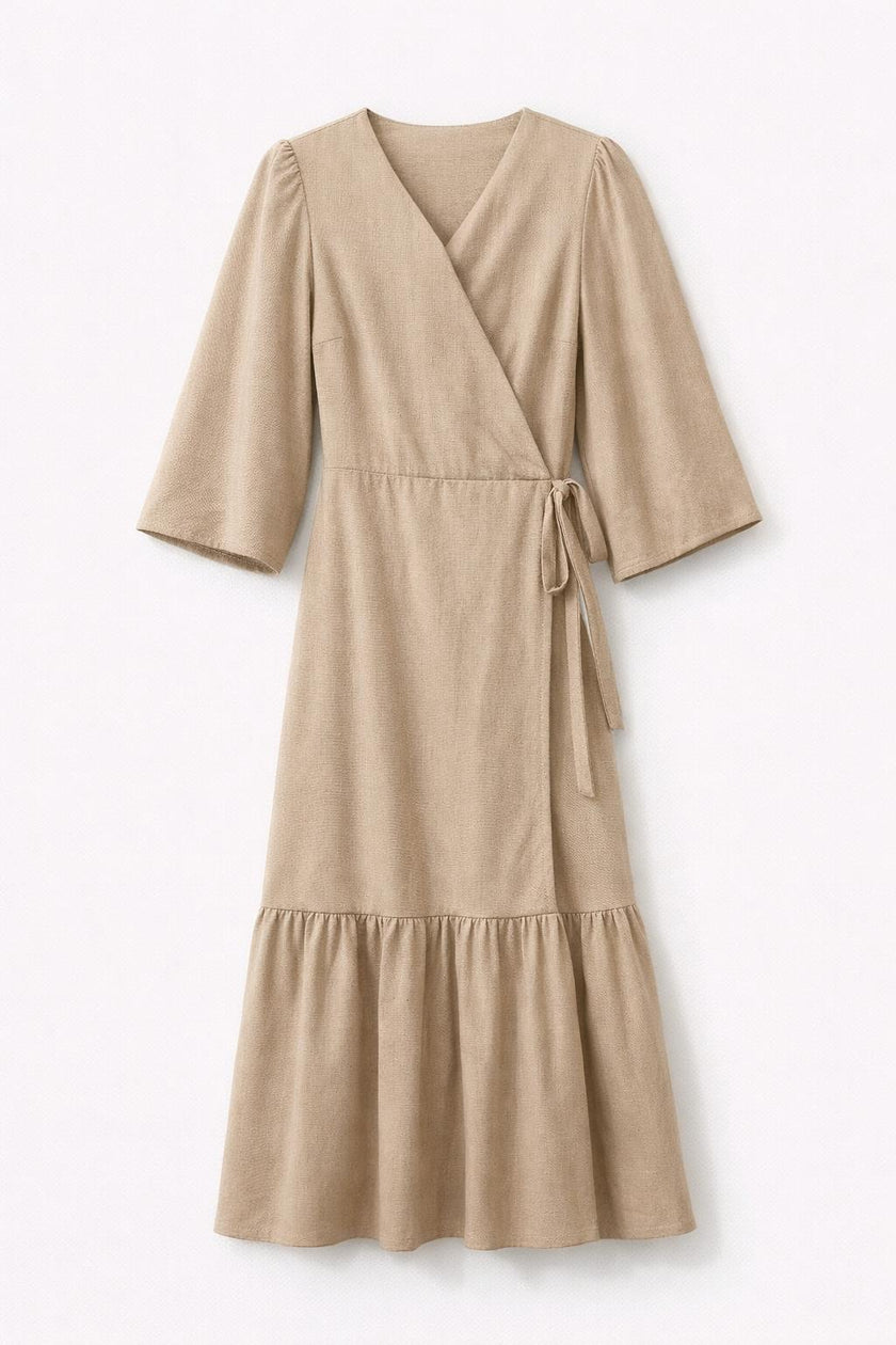 WRAP RUFFLE DRESS