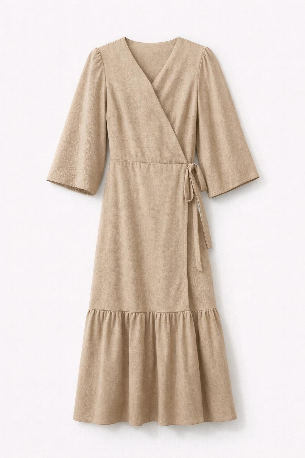 WRAP RUFFLE DRESS