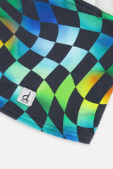 Brushed Jersey Balaclava Blue Checkered Print