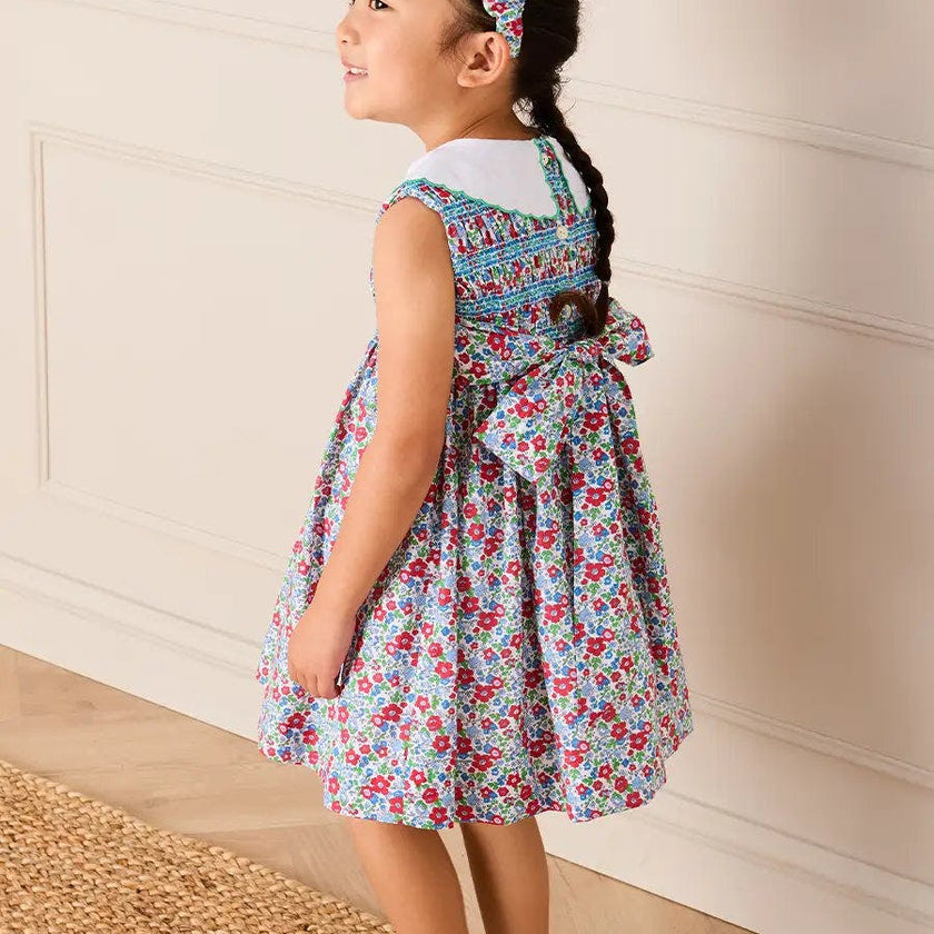 Emilia Floral Embroidered Collar Sleeveless Dress in Red (12mths- 10yrs)