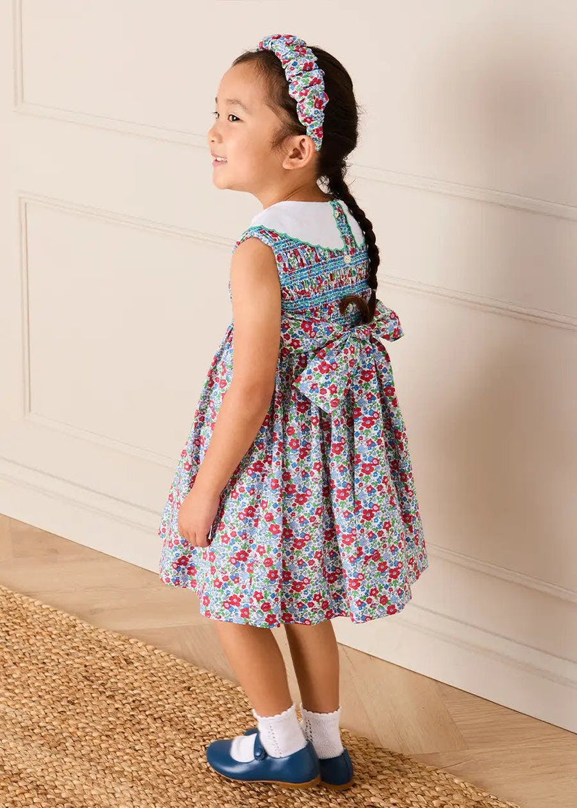 Emilia Floral Embroidered Collar Sleeveless Dress in Red (12mths- 10yrs)