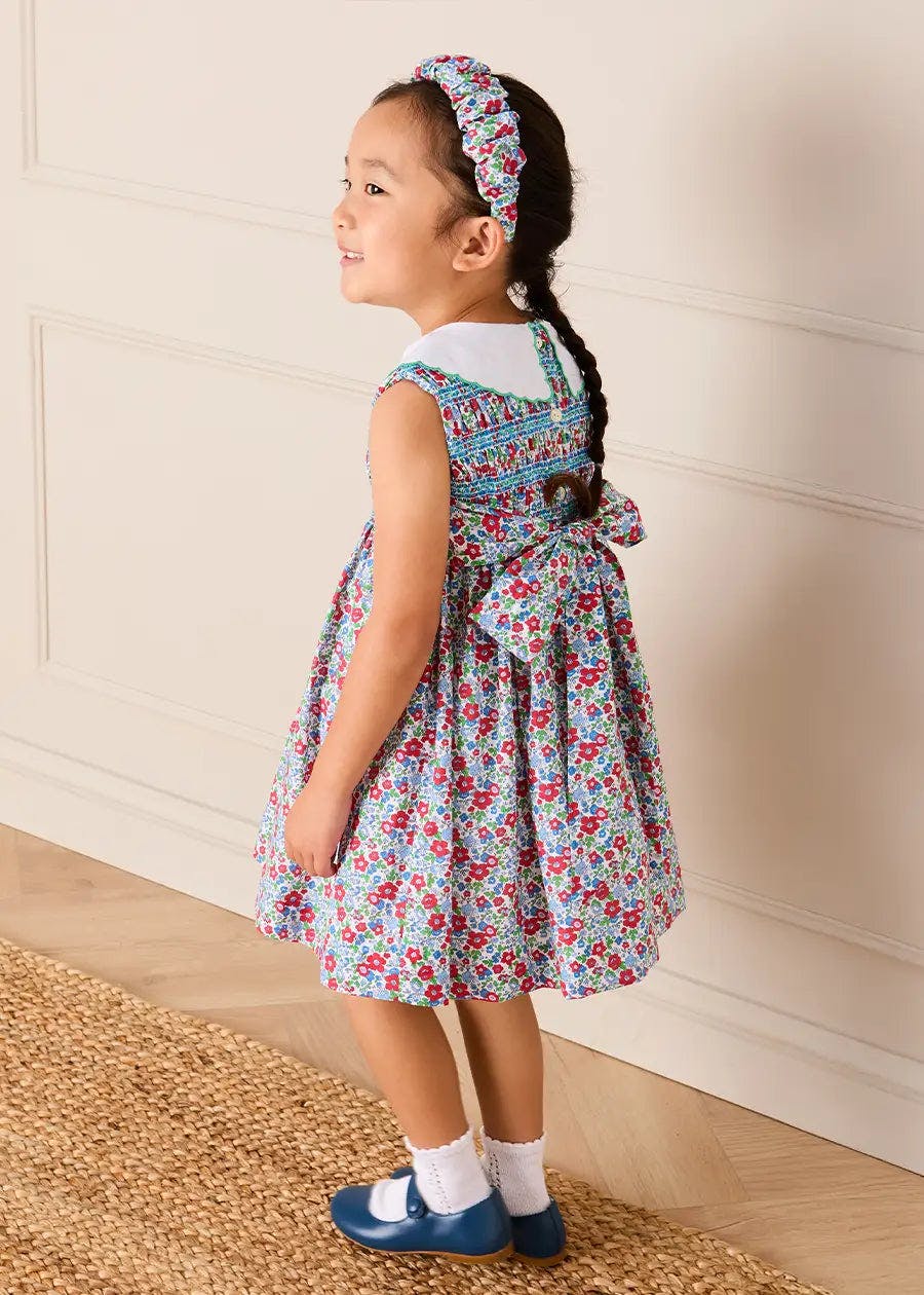 Emilia Floral Embroidered Collar Sleeveless Dress in Red (12mths- 10yrs)