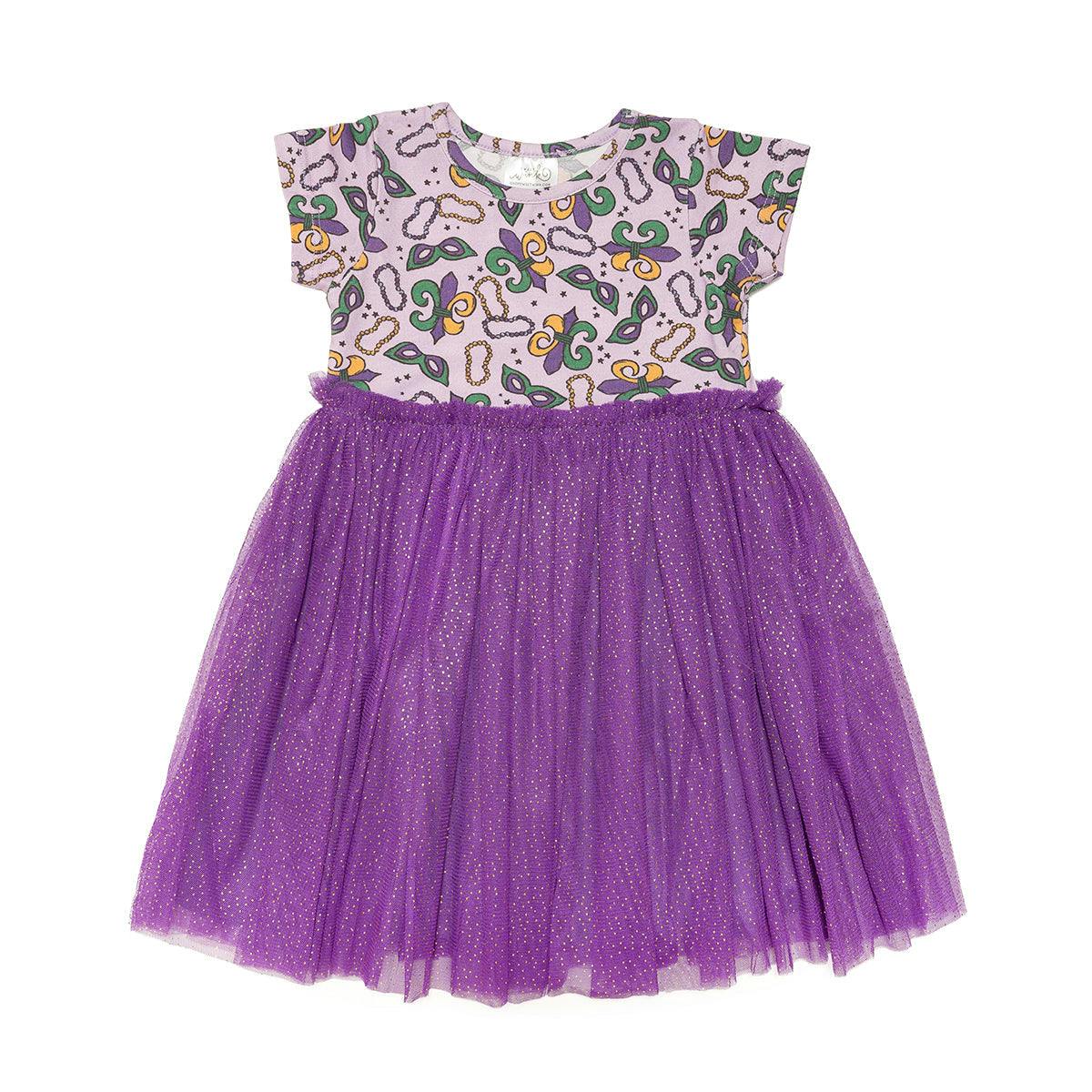 Mardi Gras Short Sleeve Tutu Dress