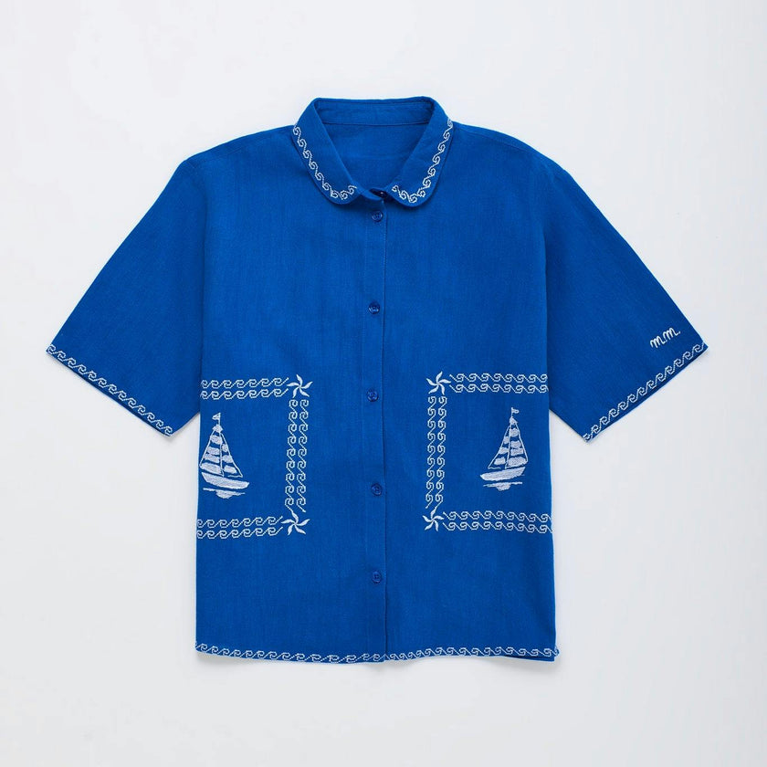 BARCOS EMBROIDERED SHIRT BLUE