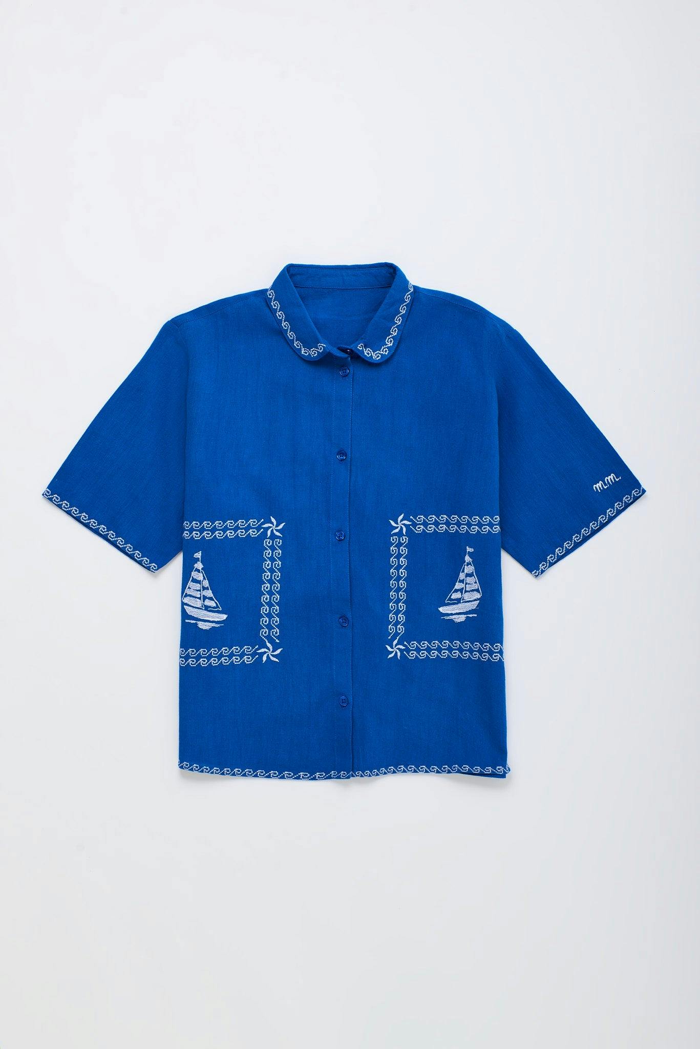 BARCOS EMBROIDERED SHIRT BLUE