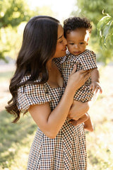 Connie Short Sleeve Dress in Chestnut Gingham