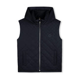 Navy Quilted Hooded Vest