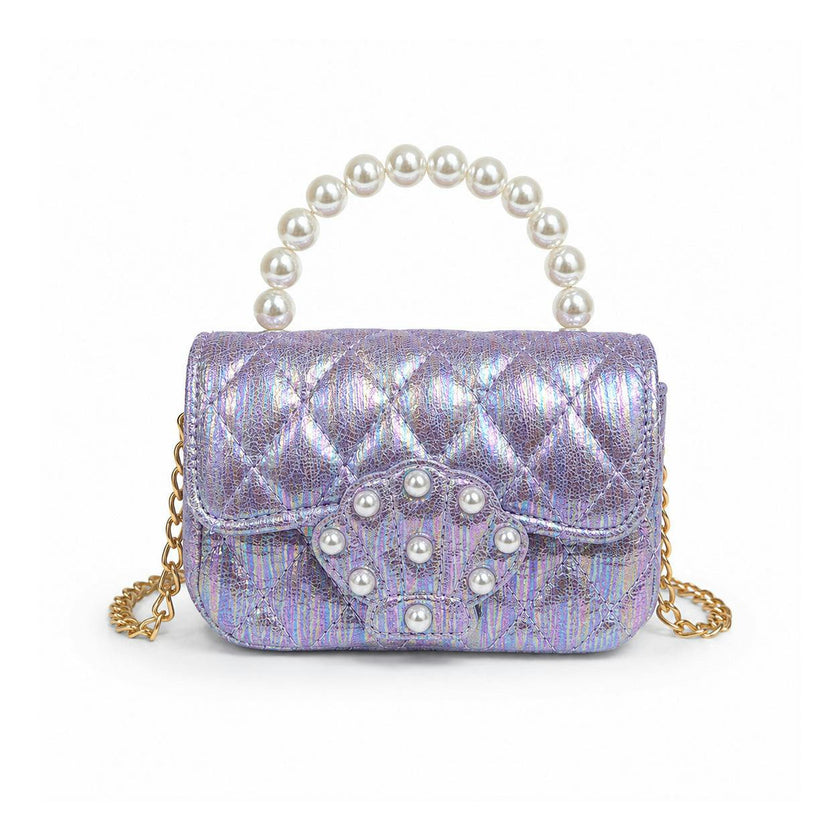 Pearl Handle Shell Quilted Kids Handbag