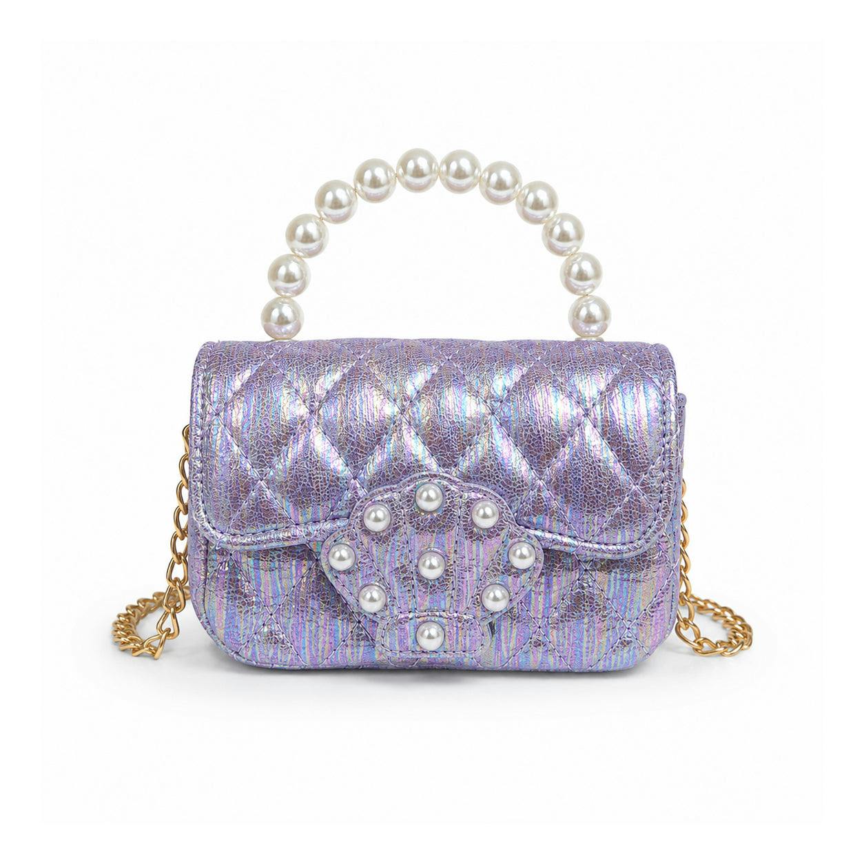 Pearl Handle Shell Quilted Kids Handbag