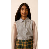 Pinstripe Chiffon Sleeve Blouse