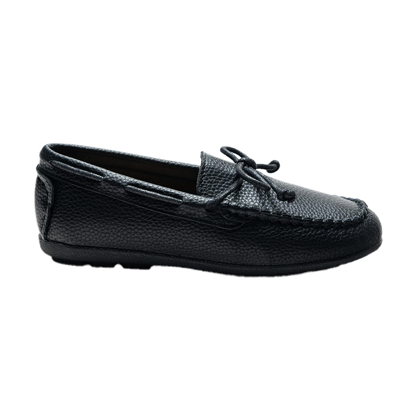 Black Faux Leather Laced Loafers