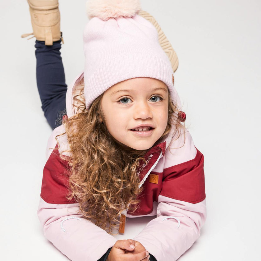 Kids Knit Winter Hat with Faux Fur Pom