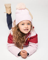 Kids Knit Winter Hat with Faux Fur Pom