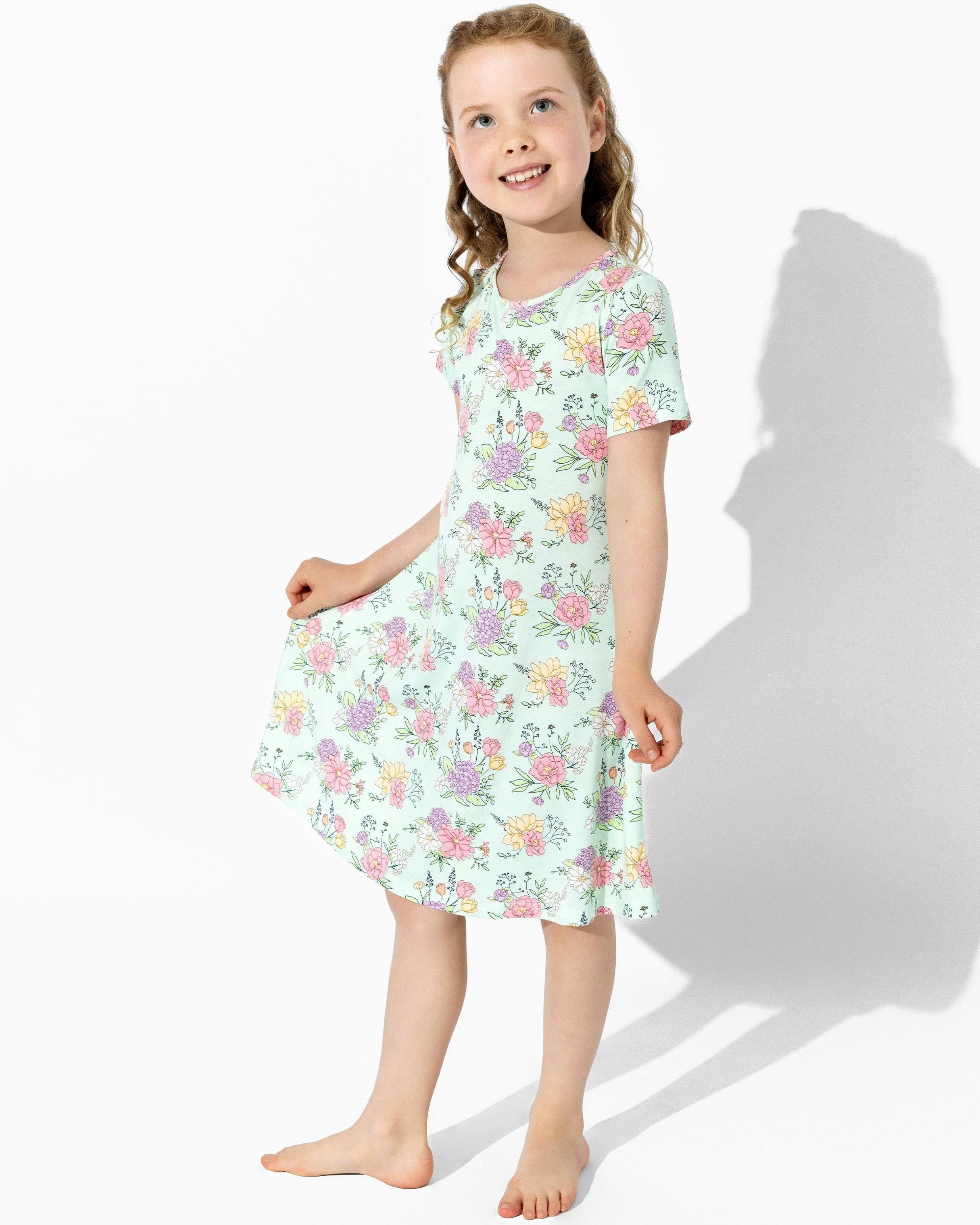 Petals & Posies Bamboo Girls' Short Sleeve Dress