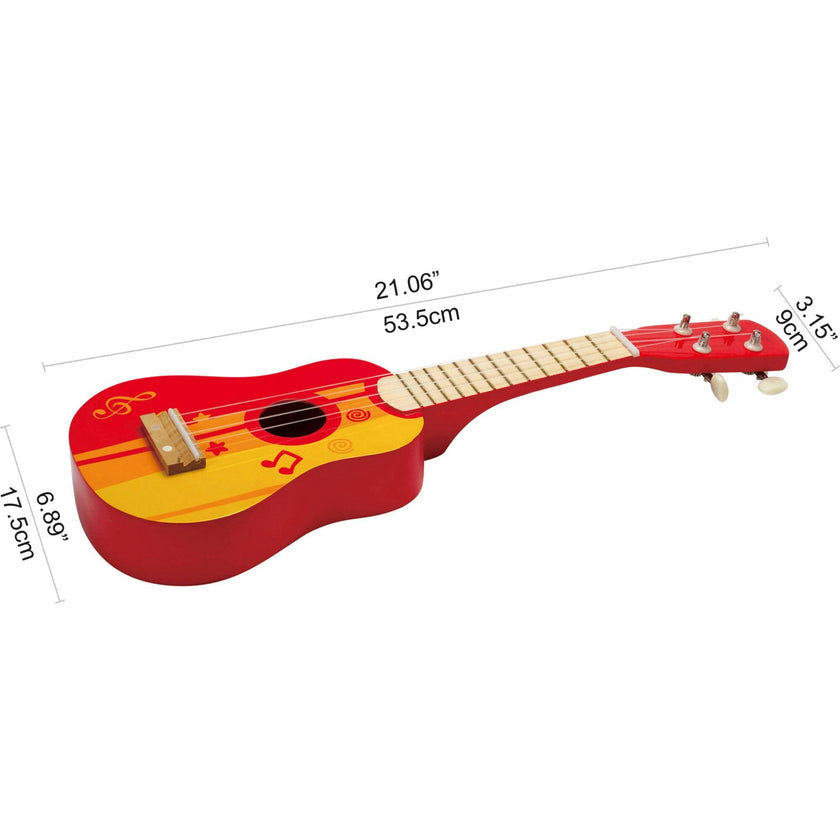 Kids Wooden 21" Toy Ukulele in Red & Yellow