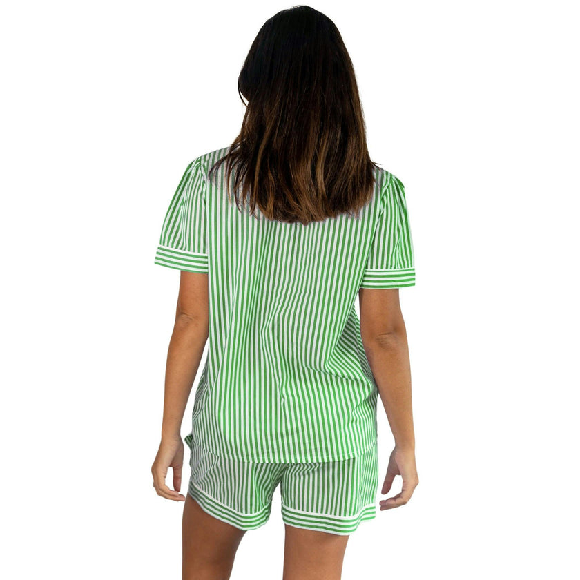 Women's Braddock Green Short PJ Set - Organic Cotton Poplin
