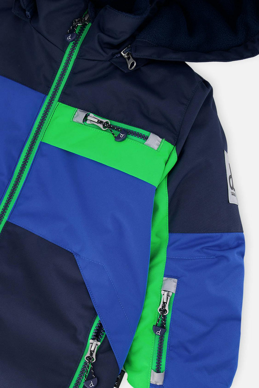 Two Piece Play Snowsuit Royal Blue And Green Colorblock