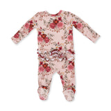 Sabrina Floral - 2 Way Ruffle Back Zipper Footie