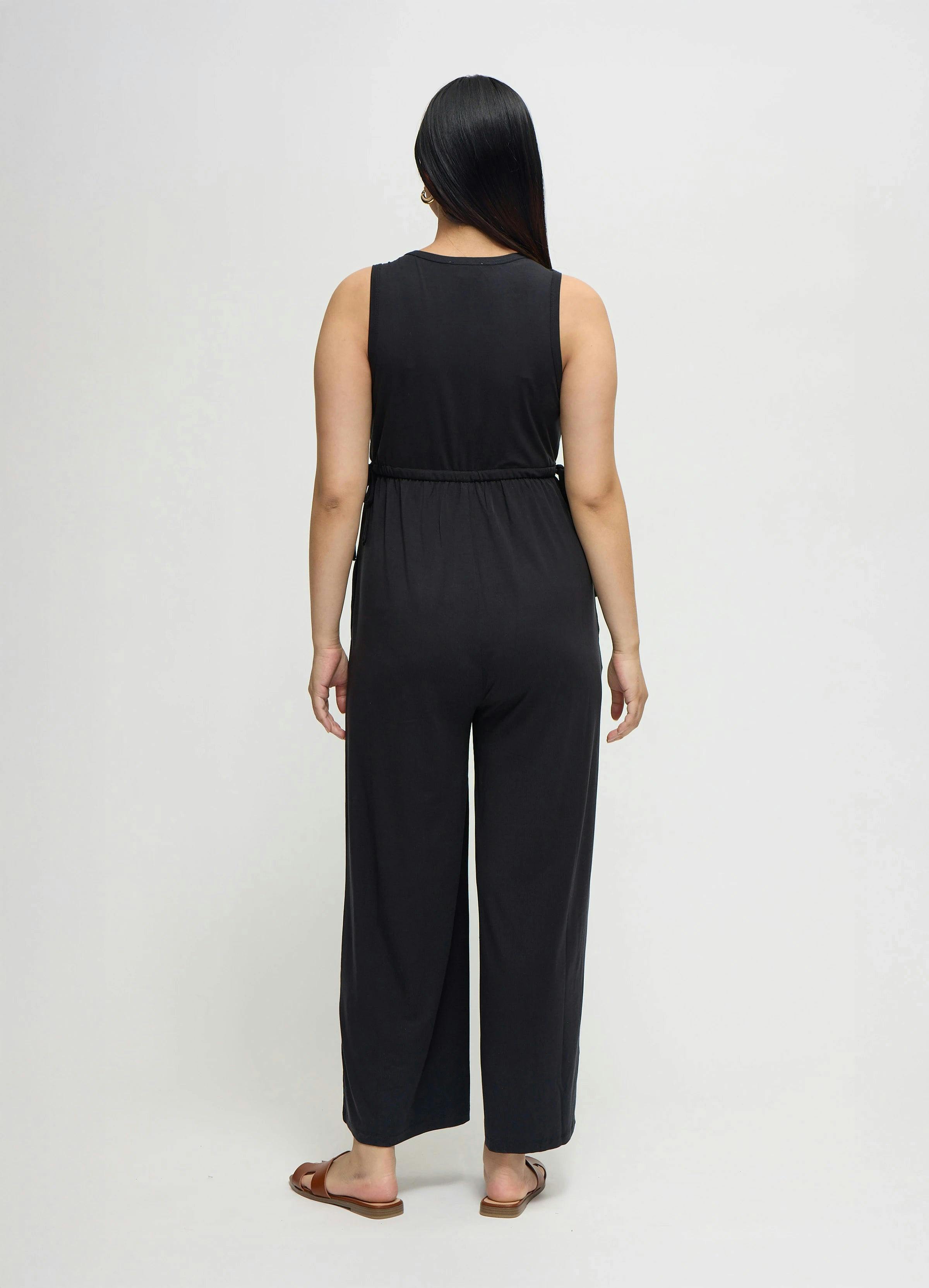 Wide Leg Knit Maternity and Nursing Jumpsuit