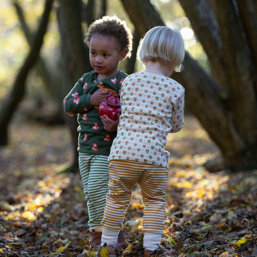 Organic Envelope Neck Long Sleeve T-Shirt And Jogger Playset, Cream