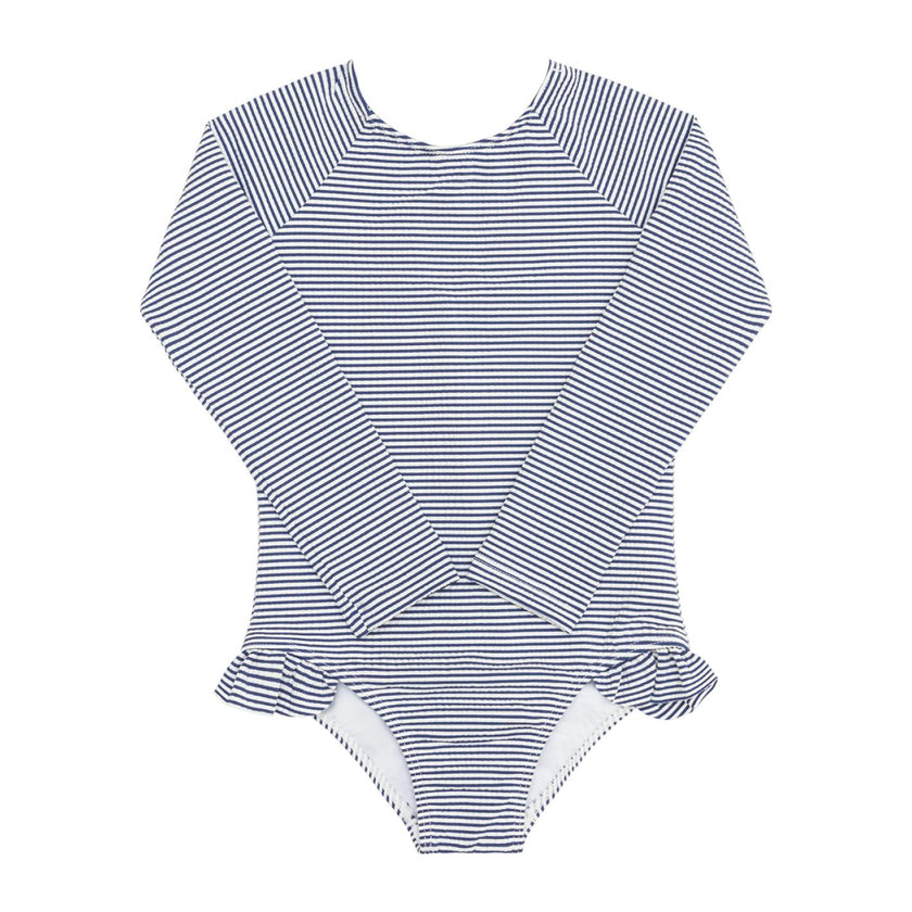 Girls Harbor Stripe Rashguard One Piece