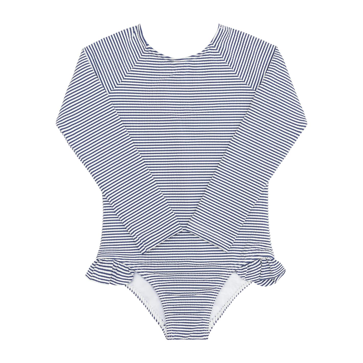 Girls Harbor Stripe Rashguard One Piece