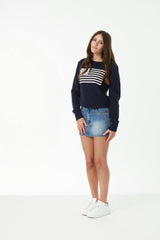Tiegan Navy Flag Graphic Graphic Sweater