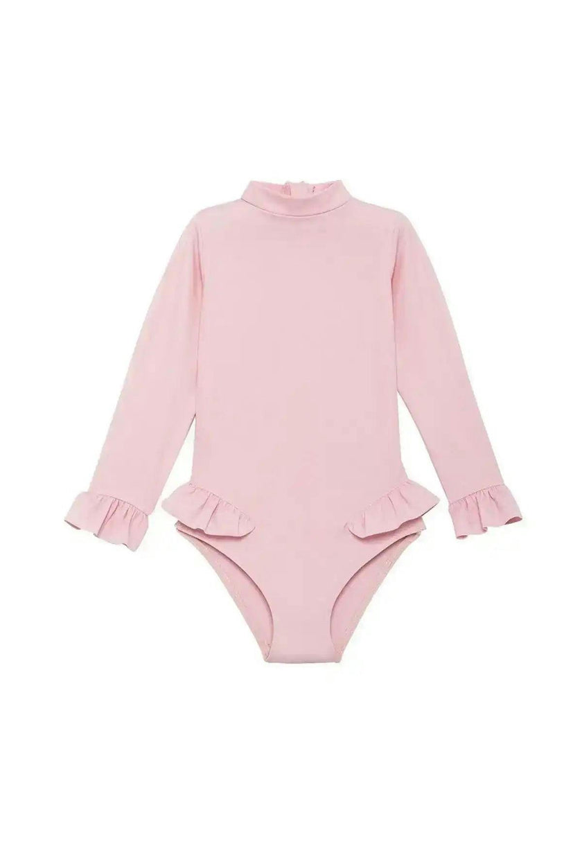 Baby Girl Anti-UV Swimsuit, Pale Pink Long Sleeves| BORA BORA BEBE