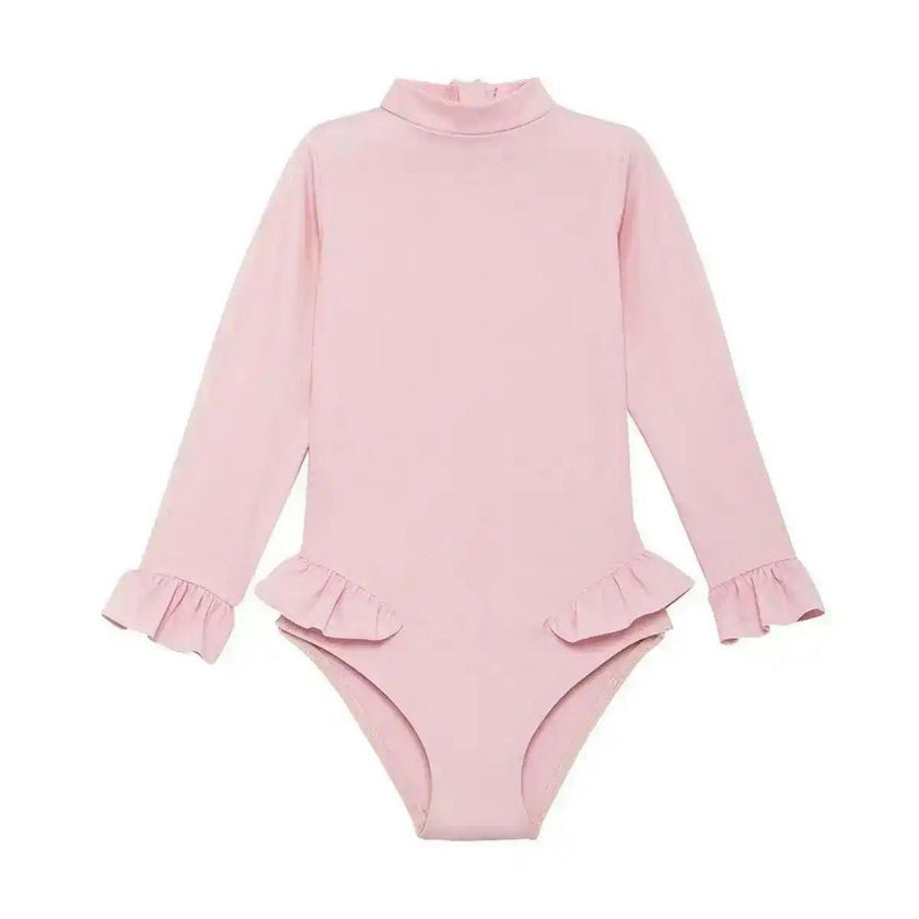 Baby Girl Anti-UV Swimsuit, Pale Pink Long Sleeves| BORA BORA BEBE