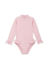 Baby Girl Anti-UV Swimsuit, Pale Pink Long Sleeves| BORA BORA BEBE