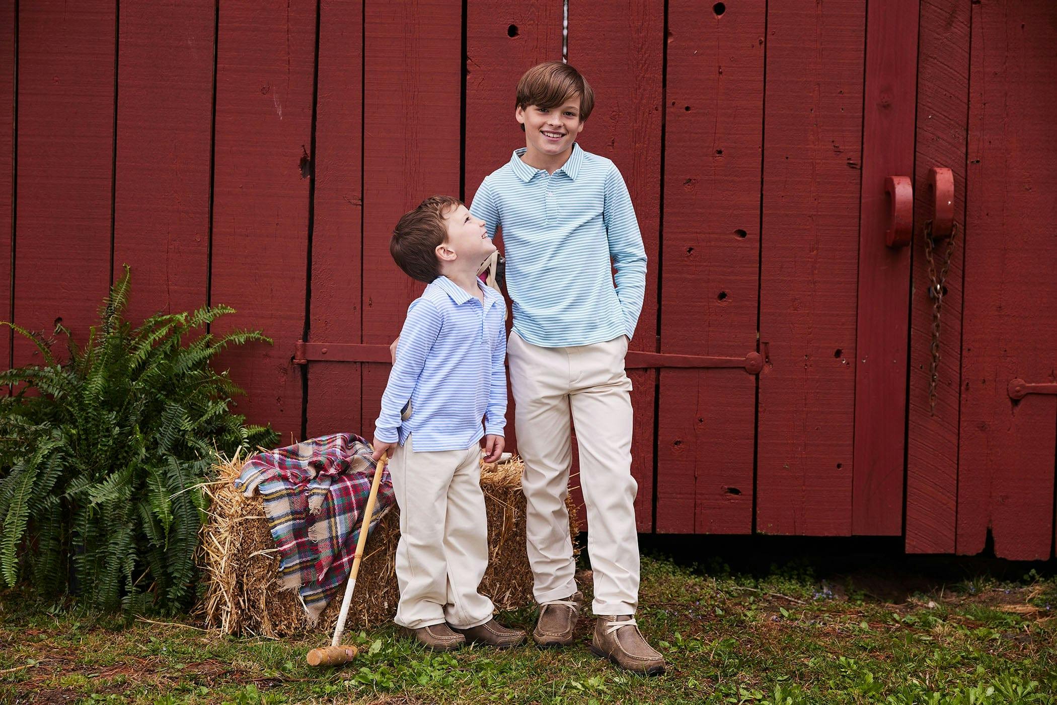 Long Sleeve Polo - Light Blue Stripe