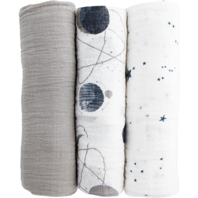 Cotton Muslin Swaddle Blanket 3 Pack - Planetary 2