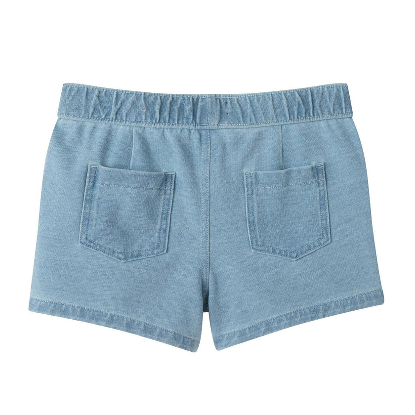 Girls Knit Denim Short | Crochet Flower