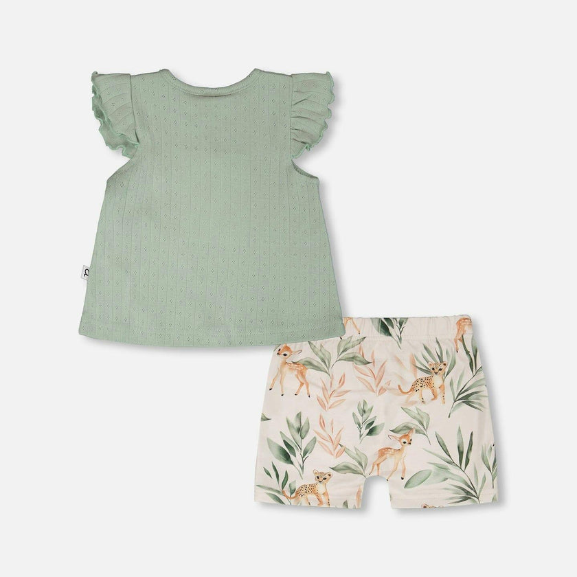 Pointelle Top And Organic Cotton Jersey Short Set