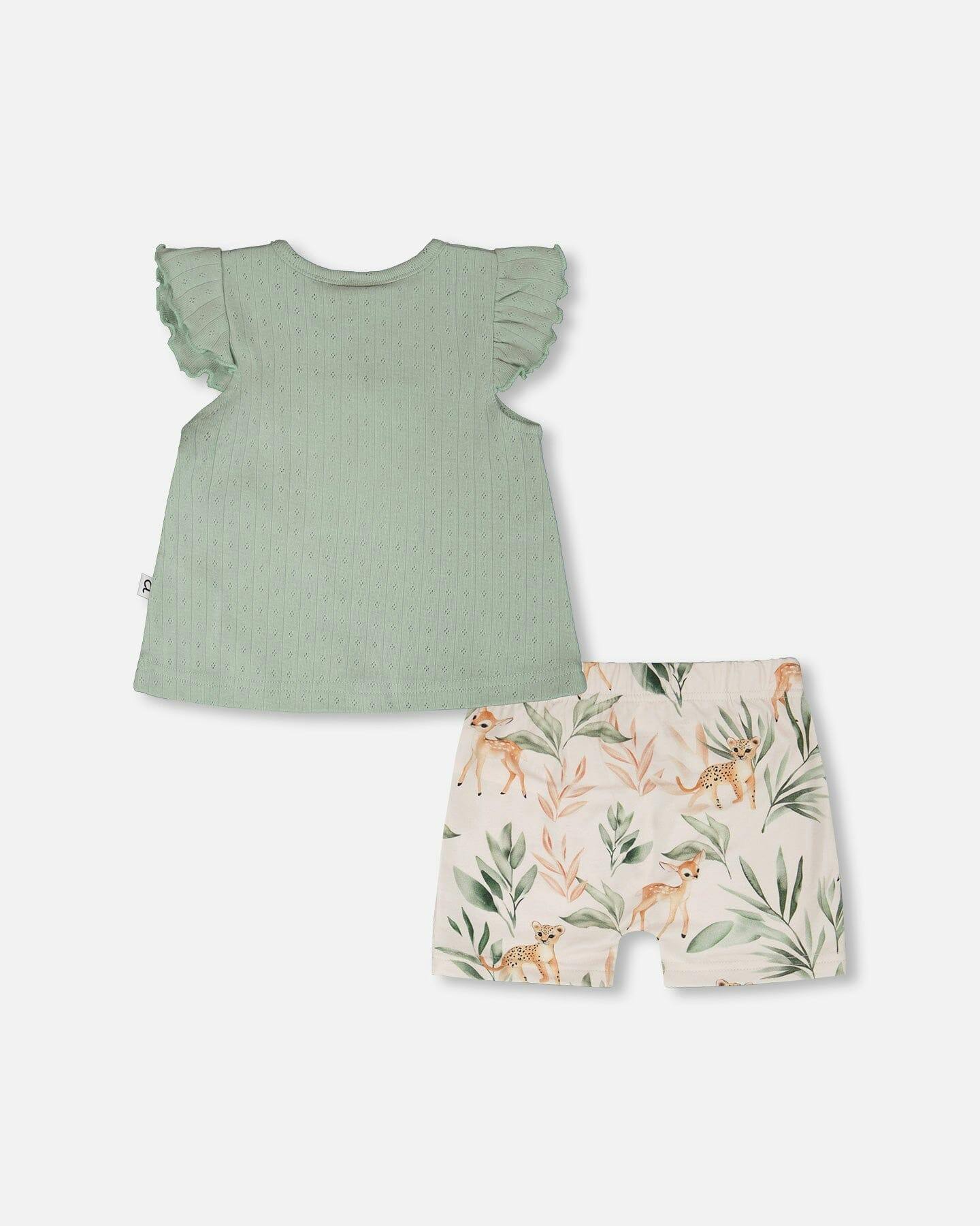 Pointelle Top And Organic Cotton Jersey Short Set