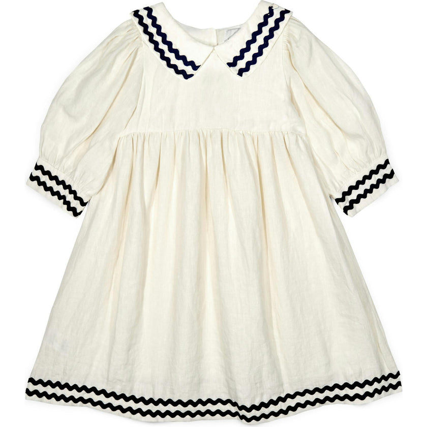 Mipounet SS26 Isaline Linen Collared, Dress Ecru
