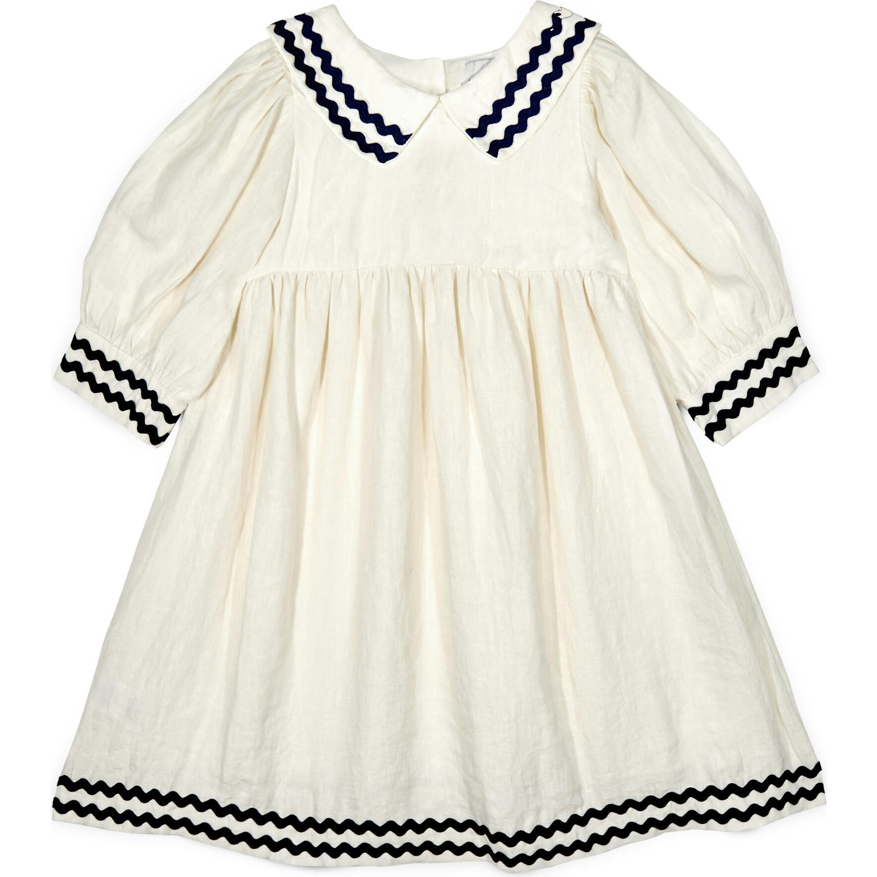 Mipounet SS26 Isaline Linen Collared, Dress Ecru