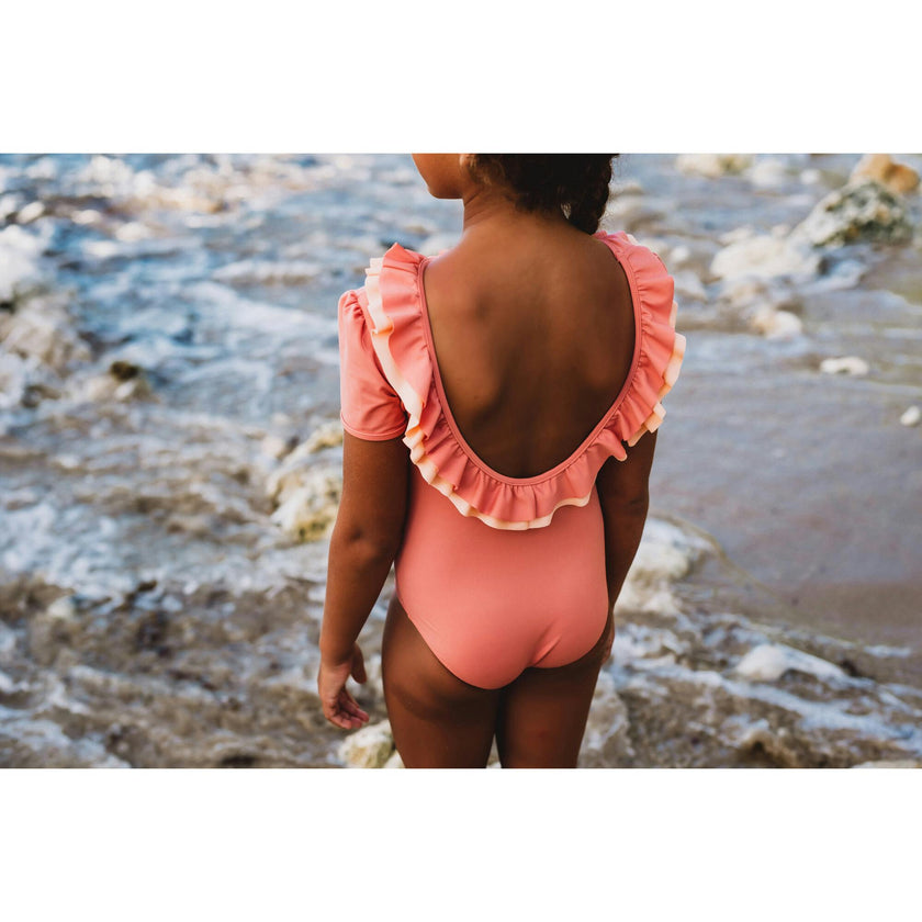 Carlotta Surf Suit in Coral Pink & Peach Pink