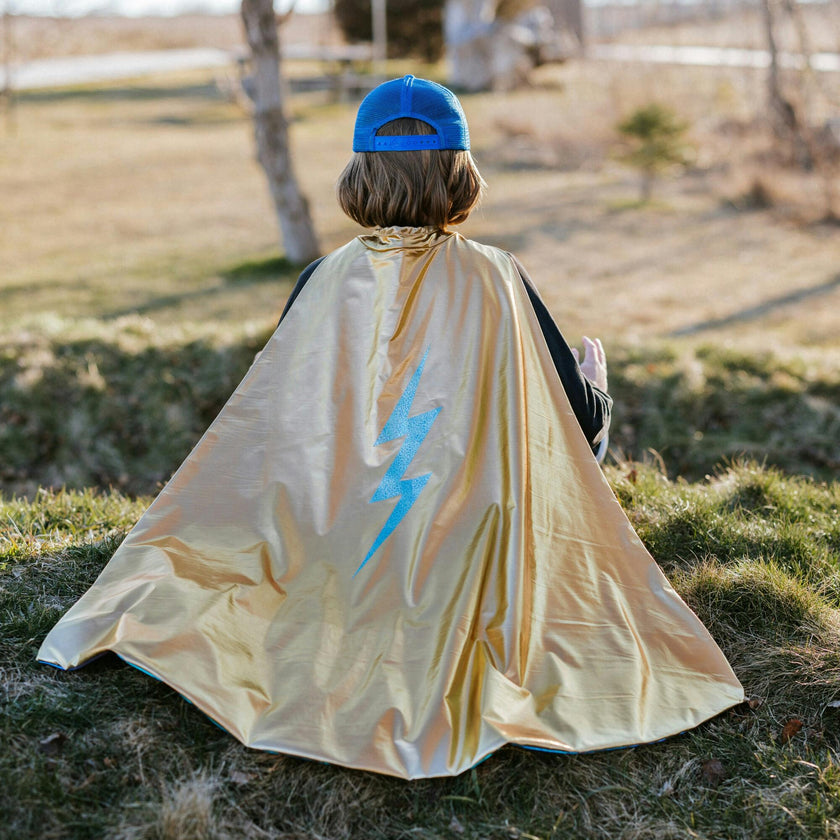 Reversible Blue Lightning Holographic Cape