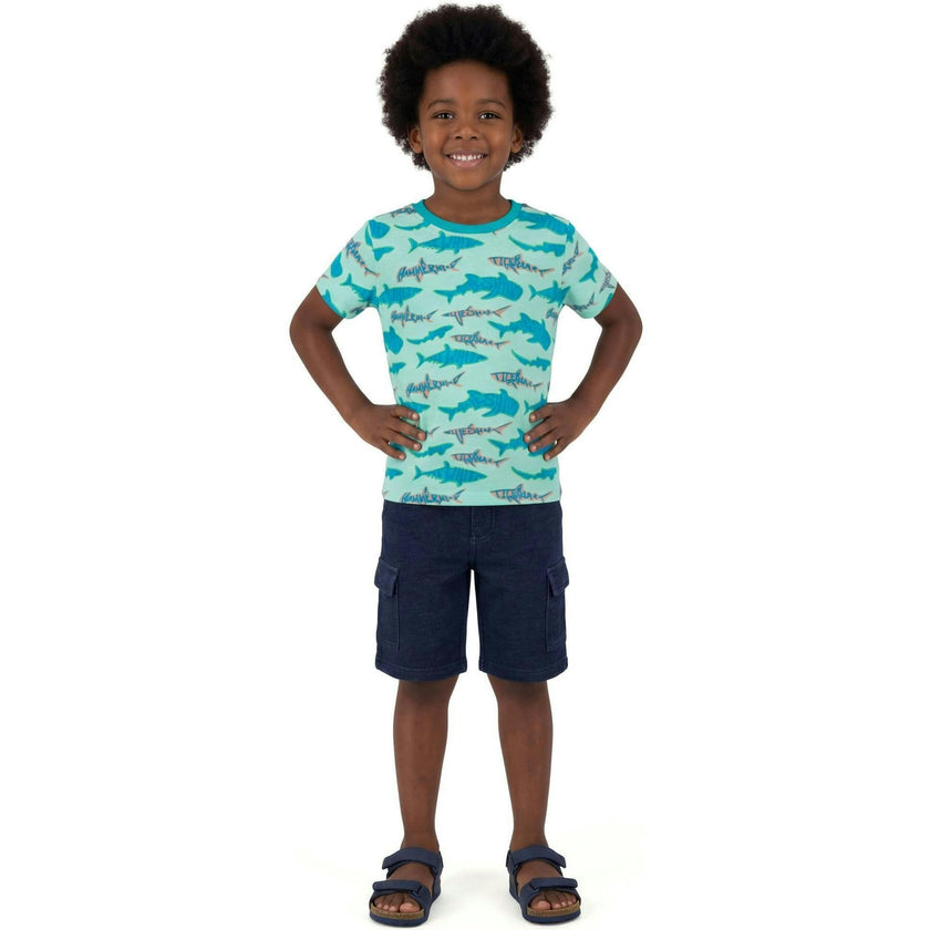 Boys Graphic Tee | Teal Sharks