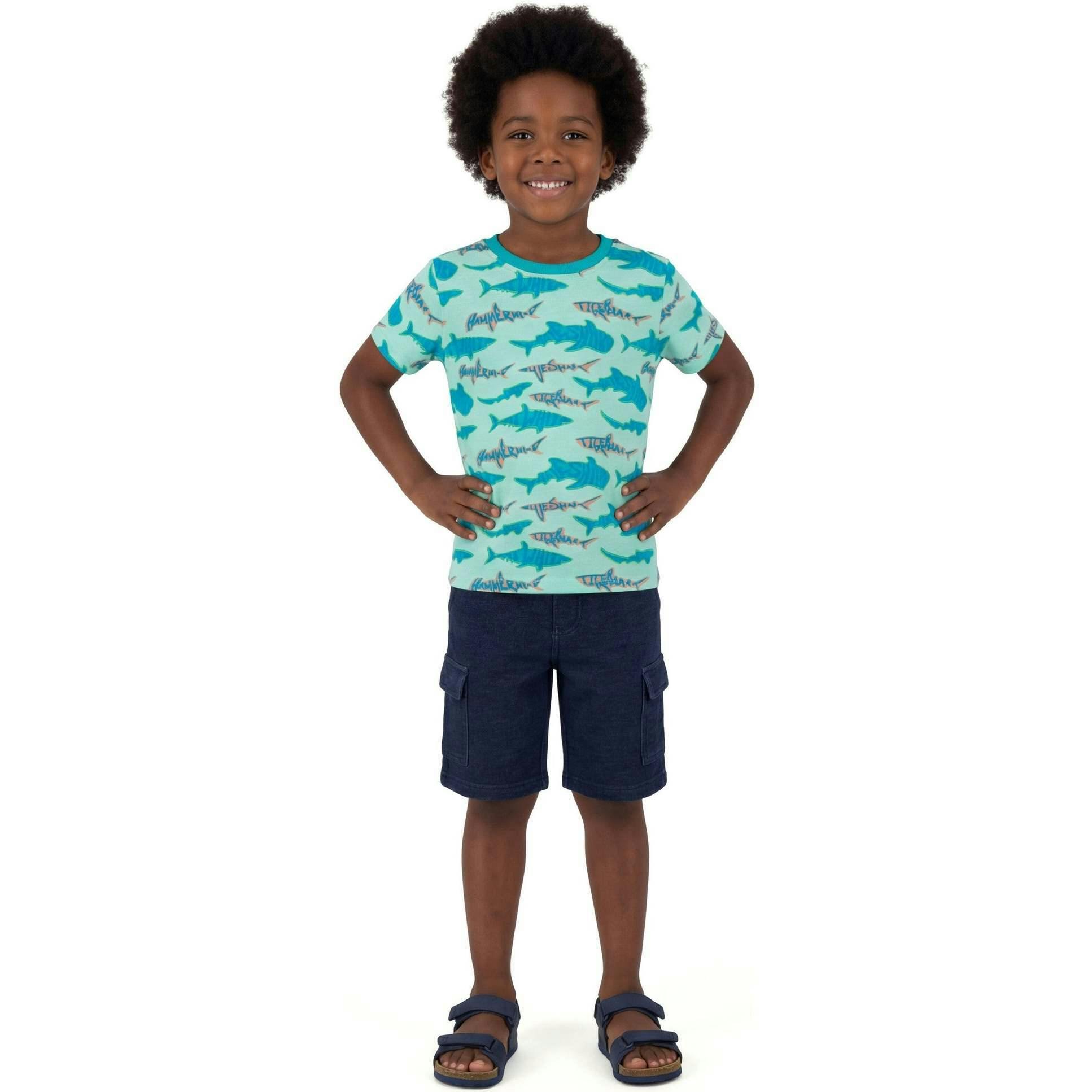 Boys Graphic Tee | Teal Sharks