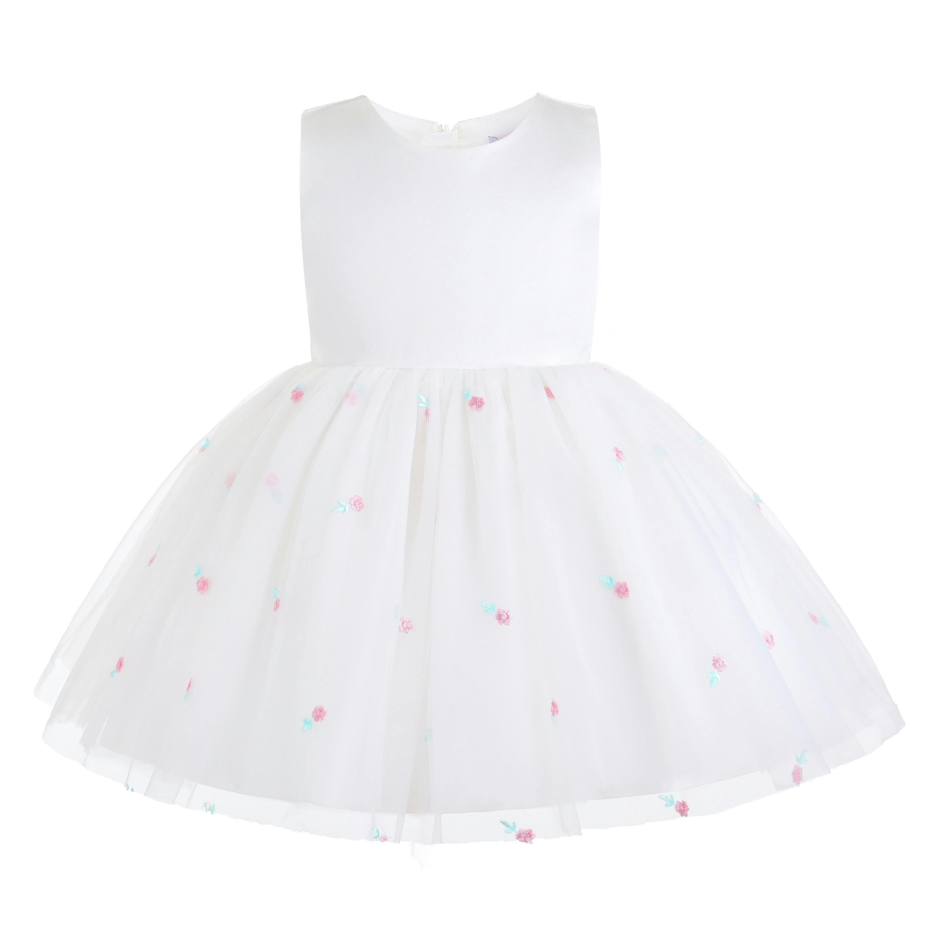 White Eveloria Floral Tulle Bow Dress