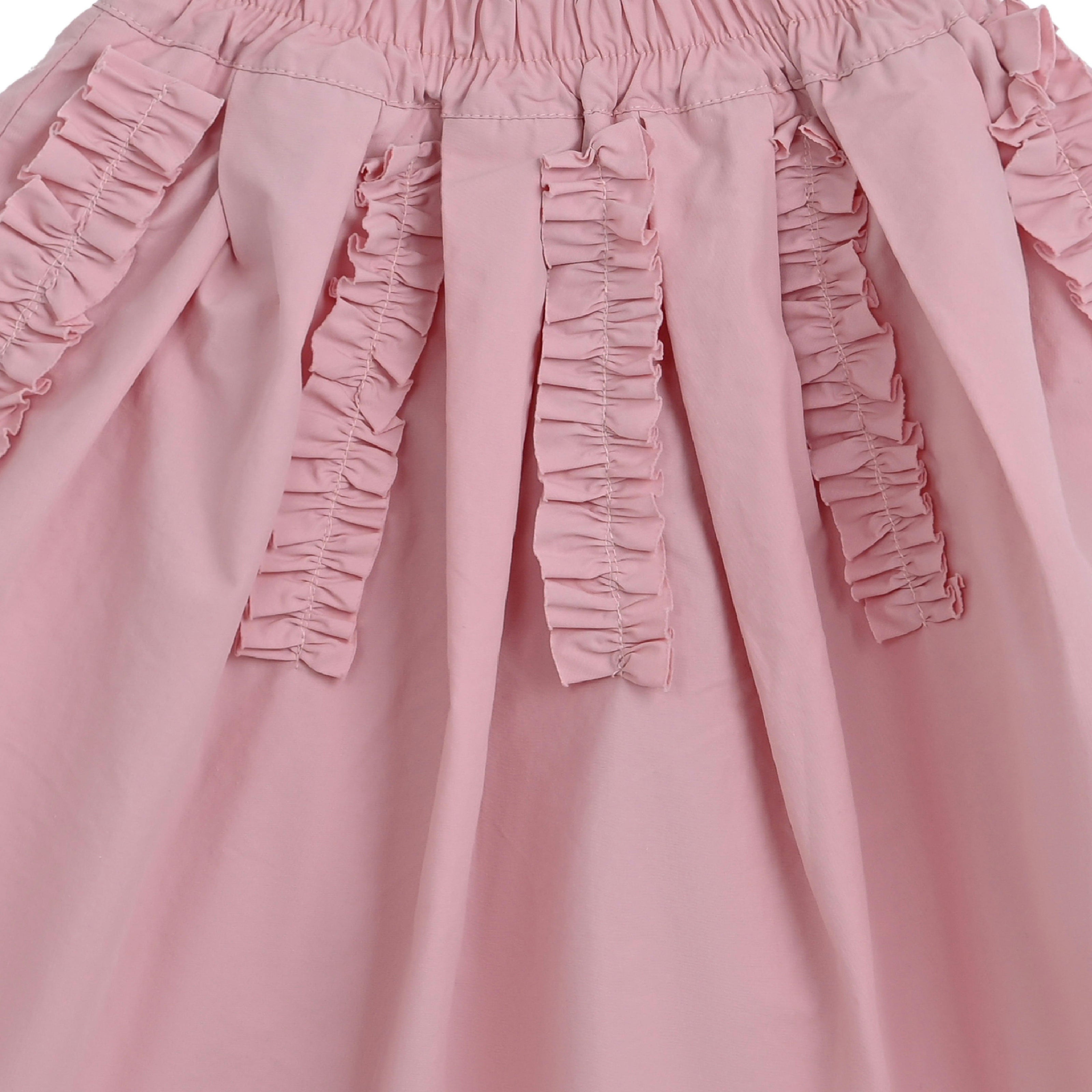 Pink Skirt with Ruffle Strips