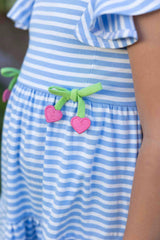 Stripe Knit Dress With Heart Cherries