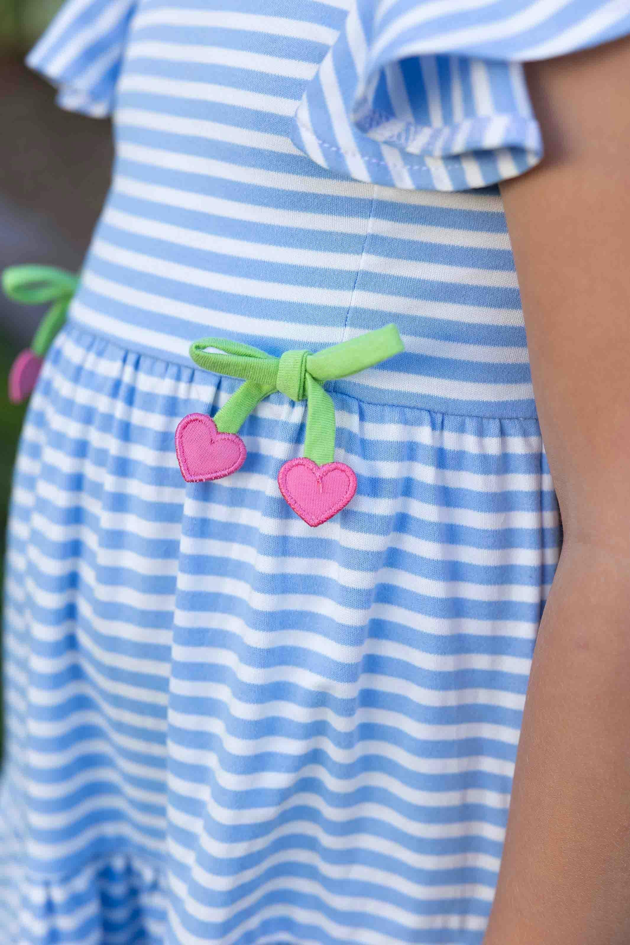 Stripe Knit Dress With Heart Cherries