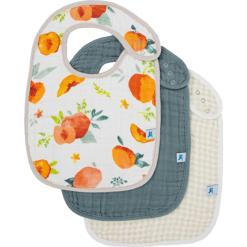Cotton Muslin Classic Bib 3 Pack - Georgia Peach