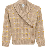 Textured Cable Knit Cardigan Black Mix
