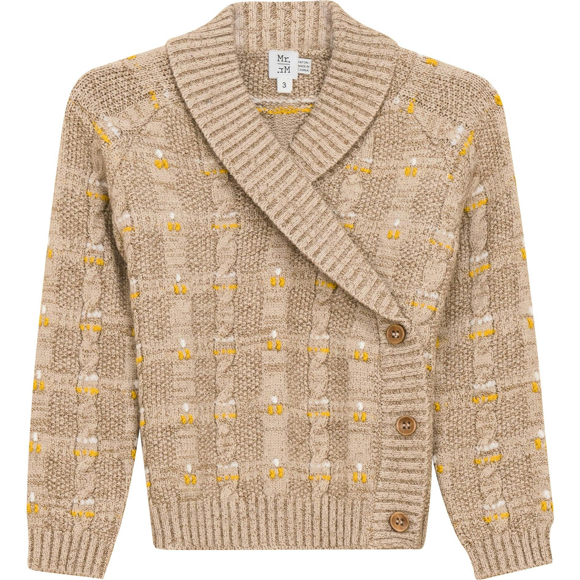 Textured Cable Knit Cardigan Black Mix