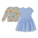 Girls Sweatshirt & Tulle Dress Set | Floral Stripe